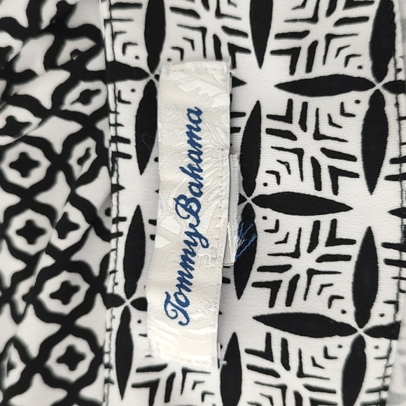 Tommy Bahama Tropical Terrazza Stretch Jersey Faux Wrap Dress M Black White - Picture 3 of 16